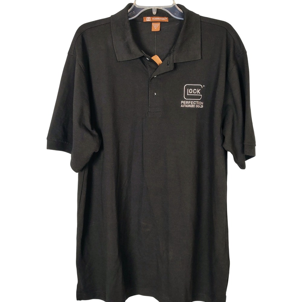 Harriton Men Glock Perfection Authorized Dealer Polo Shirt Black XL Short Sleeve